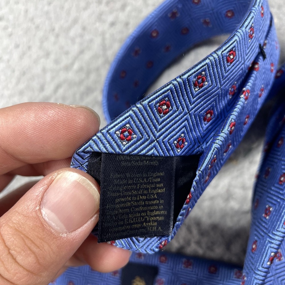 Brooks Brothers Tie Mens One Size‎ Blue Geometric Classic Width Silk Necktie - Picture 6 of 7